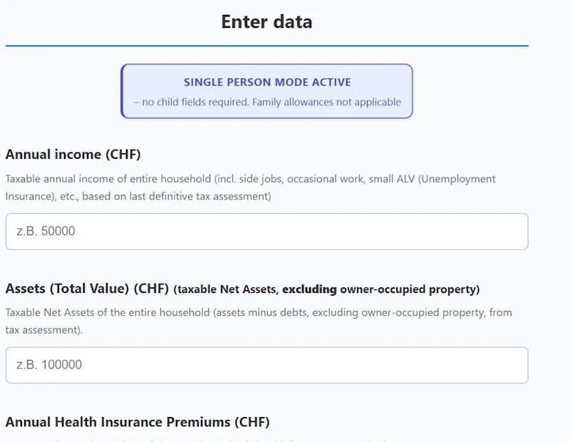 WelfareCalc.ch screenshot 2