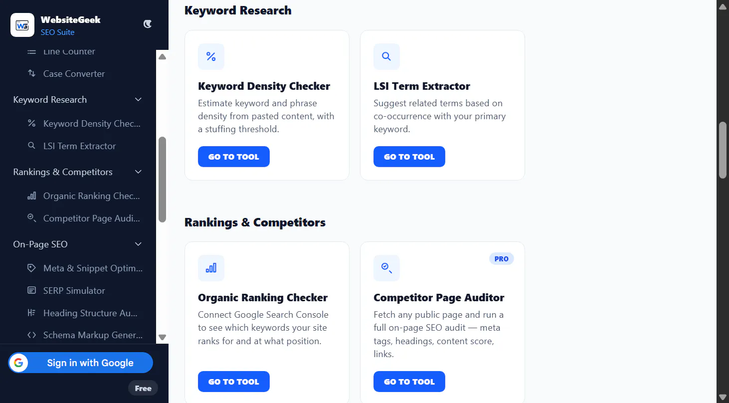 WebsiteGeek SEO Suite gallery image