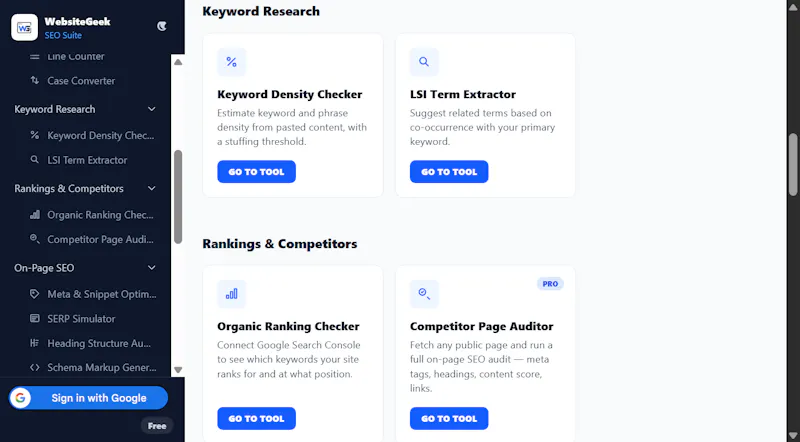 WebsiteGeek SEO Suite screenshot 1