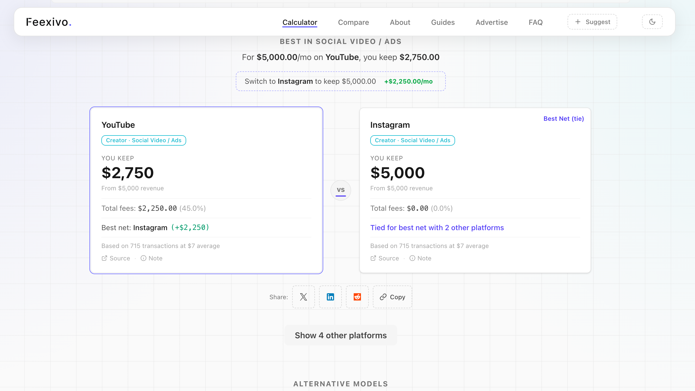 Feexivo - Net After Fees Calculator gallery image