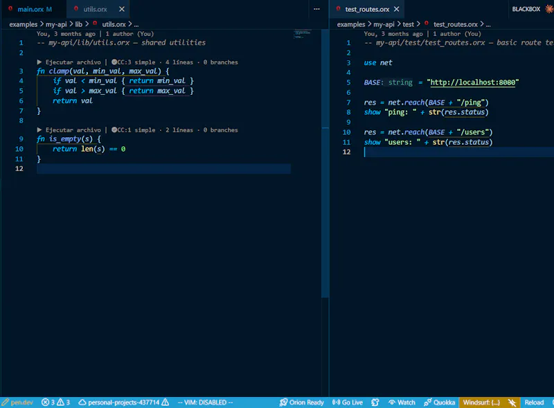 Orion Language screenshot 5