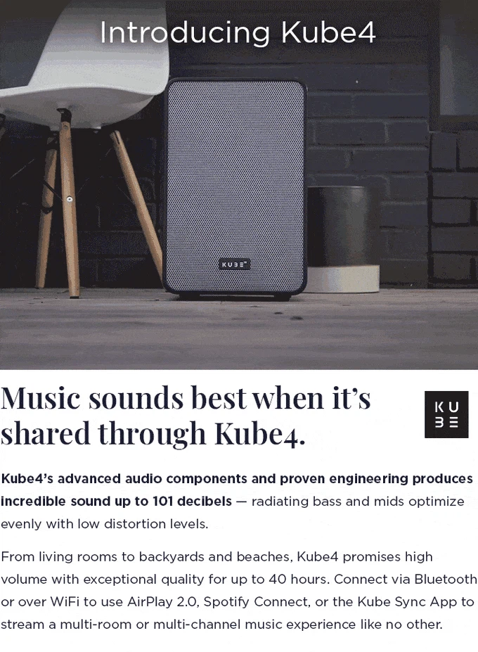 Kube4: Portable speaker w/ concert sound