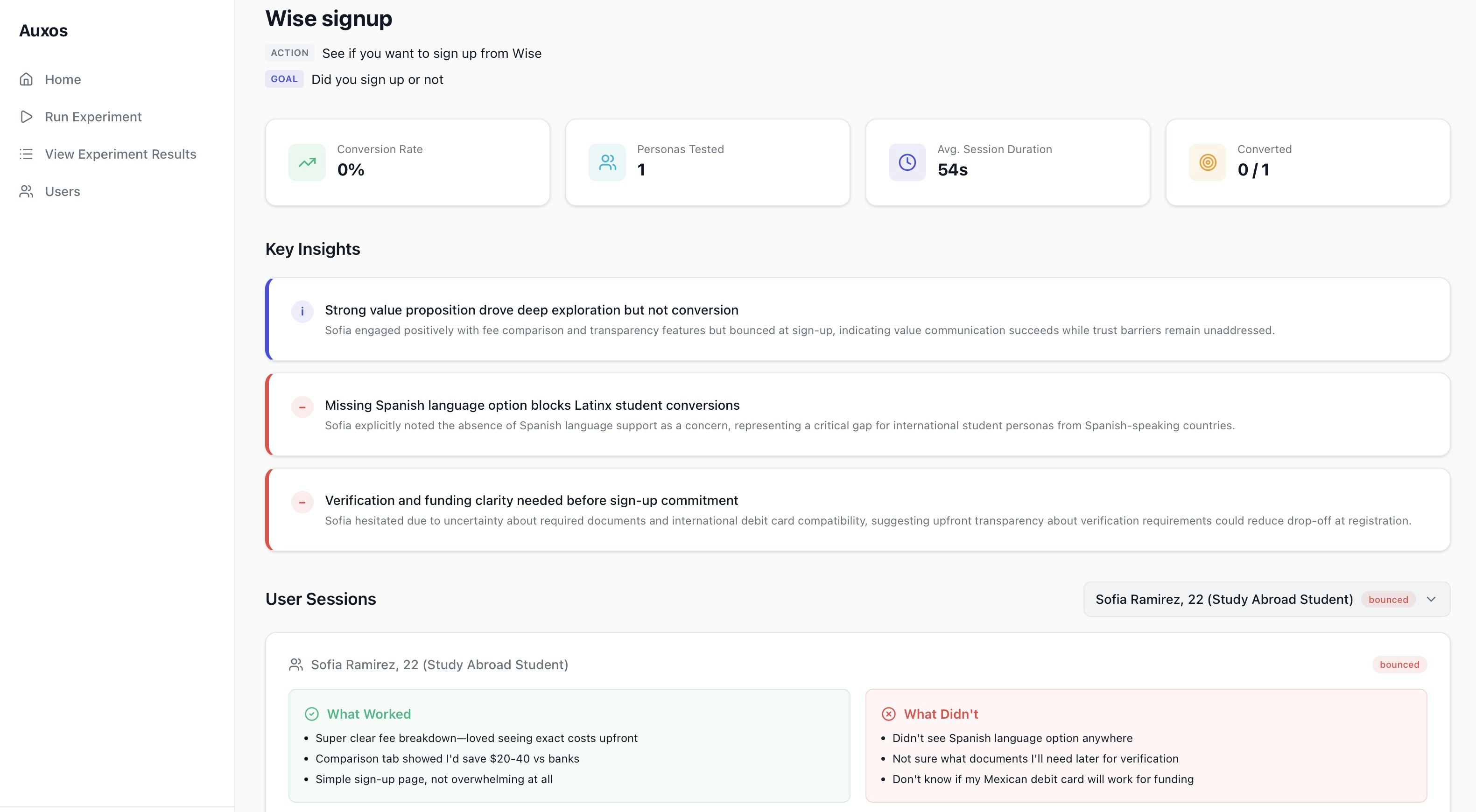 Auxos - Screenshot 3 showing product features and functionality