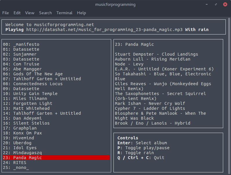 musicForProgramming(); CLI