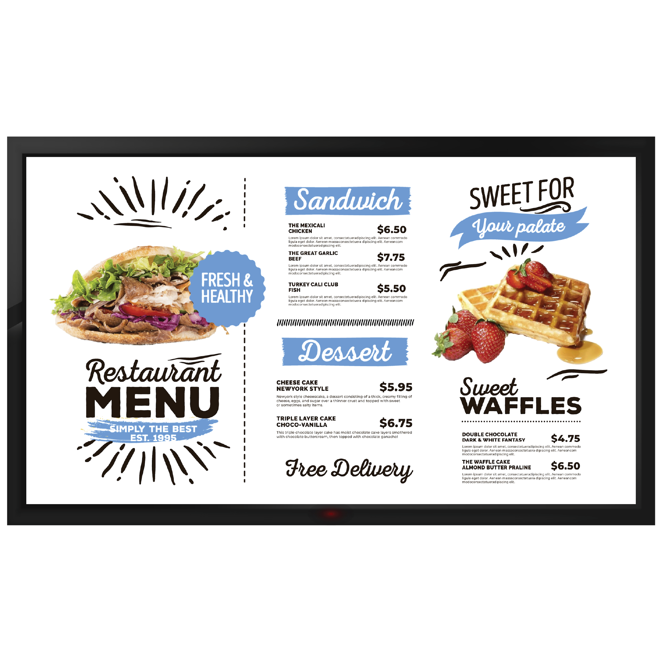Media Màn hình menu kỹ thuật số Signa 1
