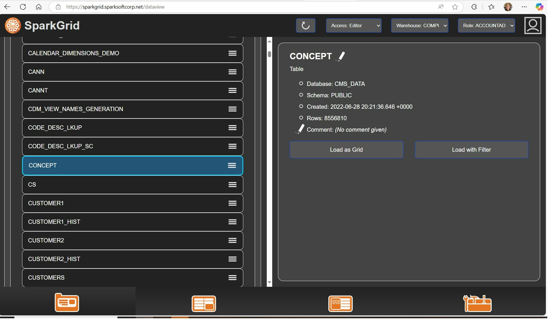 SparkGrid - Editor della tabella del database con foglio di calcolo UX media 2