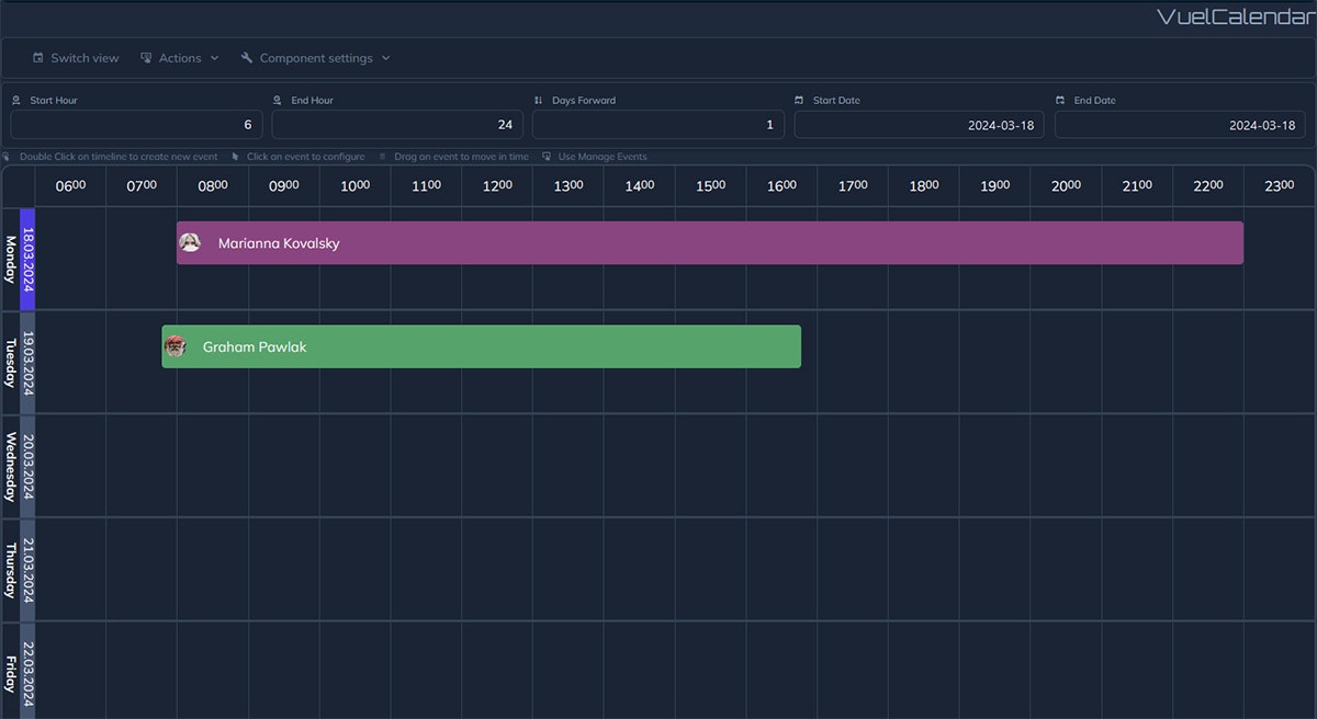 Zurückkehren - Scheduilng Vue Full Calendar Developer Kit Medien 1