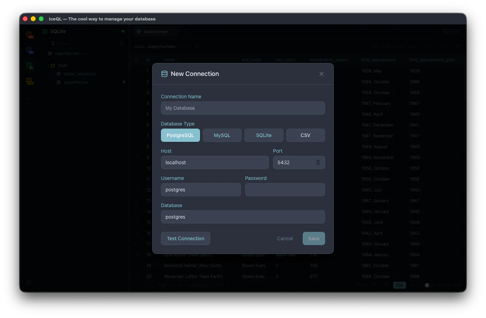 IceQL screenshot 2