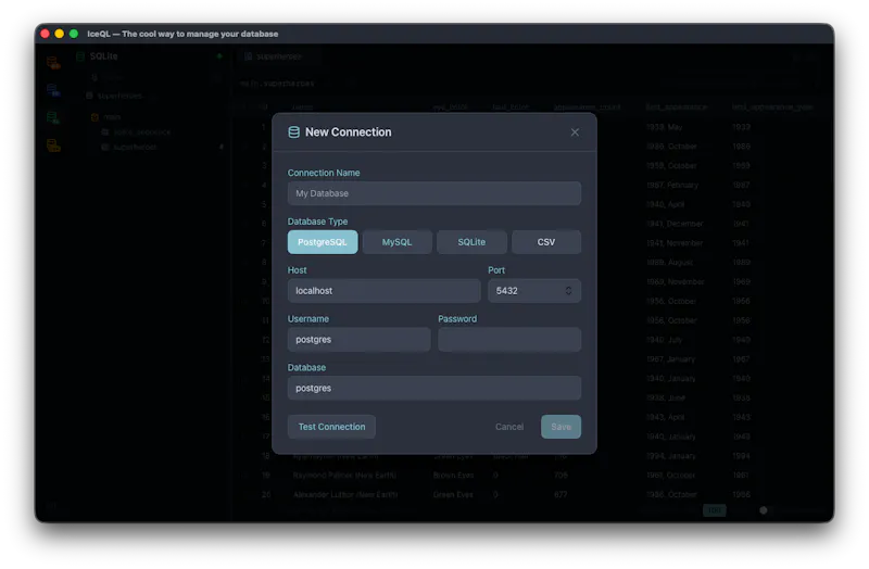 IceQL screenshot 2