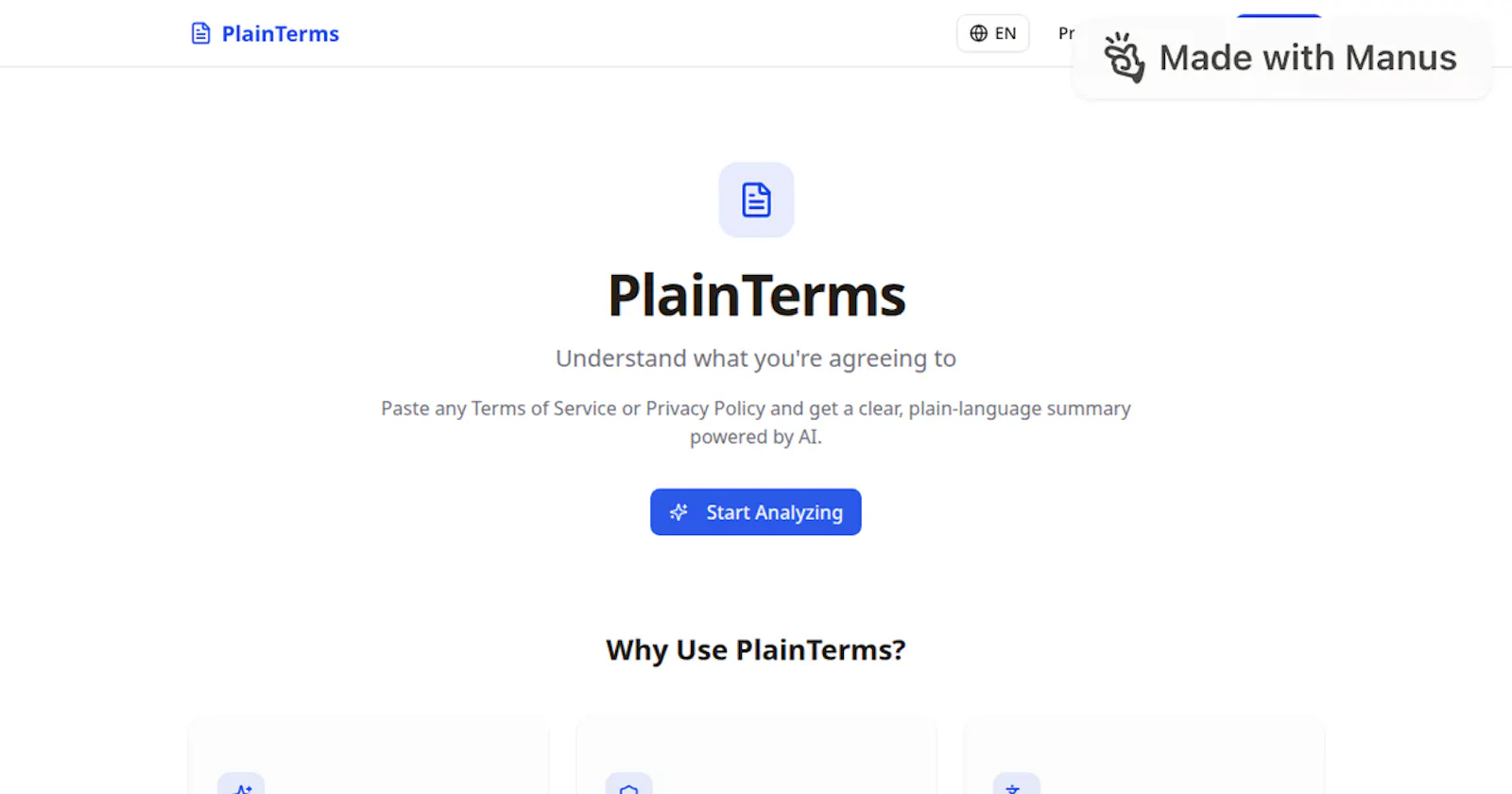 PlainTermsapp.com screenshot 1