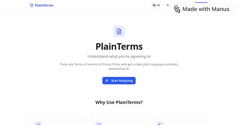 PlainTermsapp.com screenshot 1