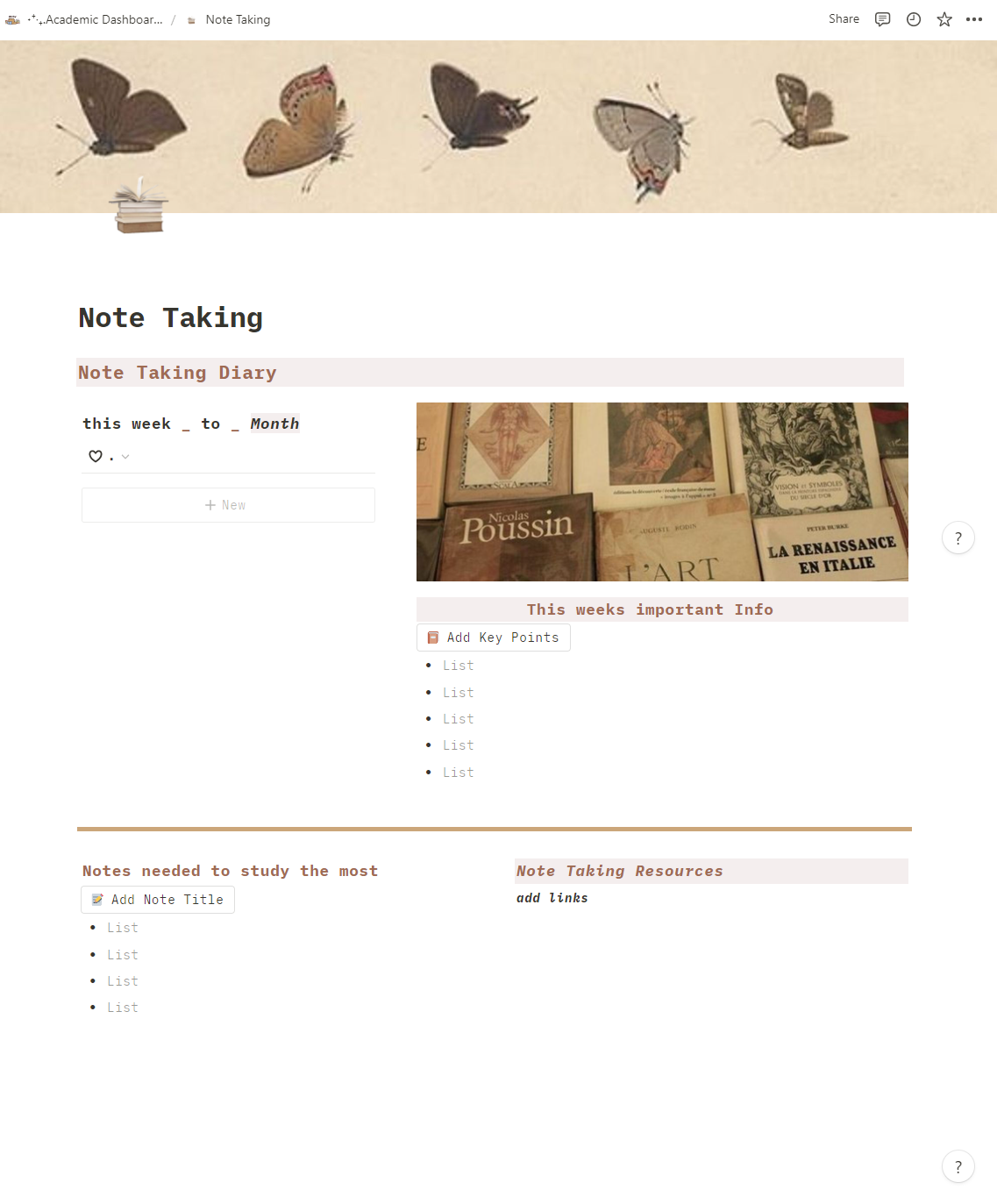 Notion Academic Dashboard gallery image