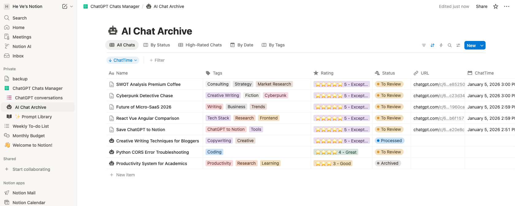 ChatGPT to Notion 2.0 gallery image