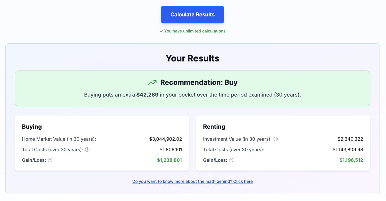 Buy vs Rent Calculator gallery image