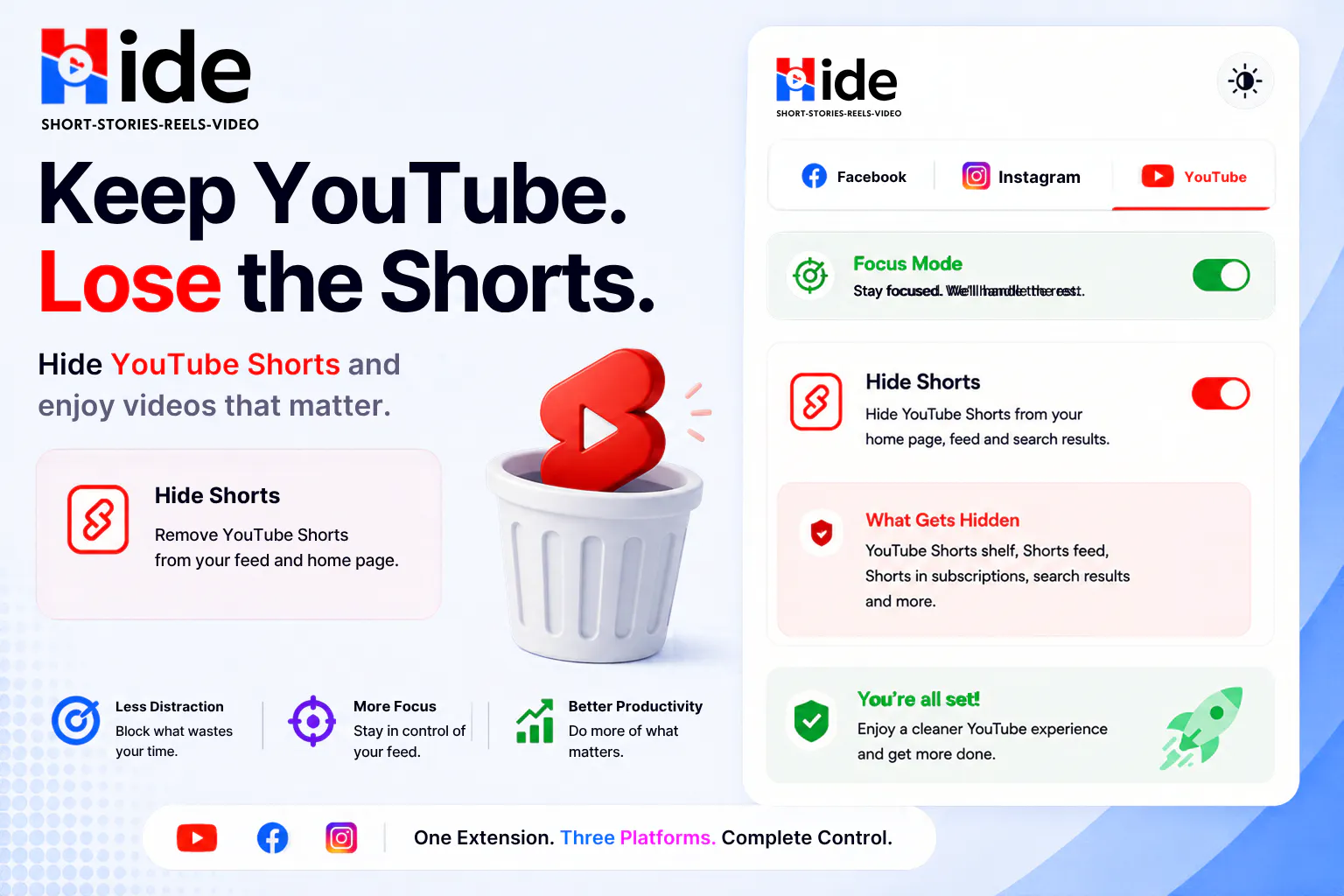 Hide Shorts, Reels & Stories gallery image
