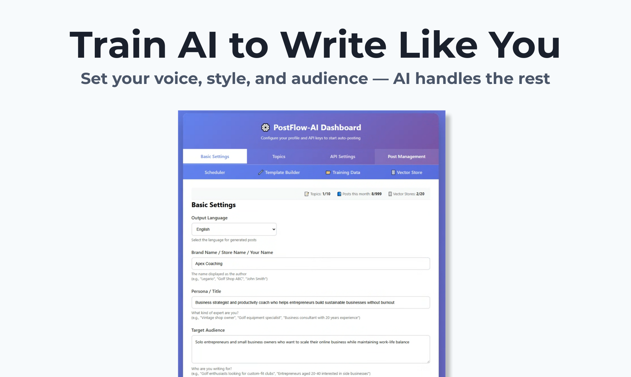 PostFlow-AI - Main product screenshot demonstrating key features and user interface