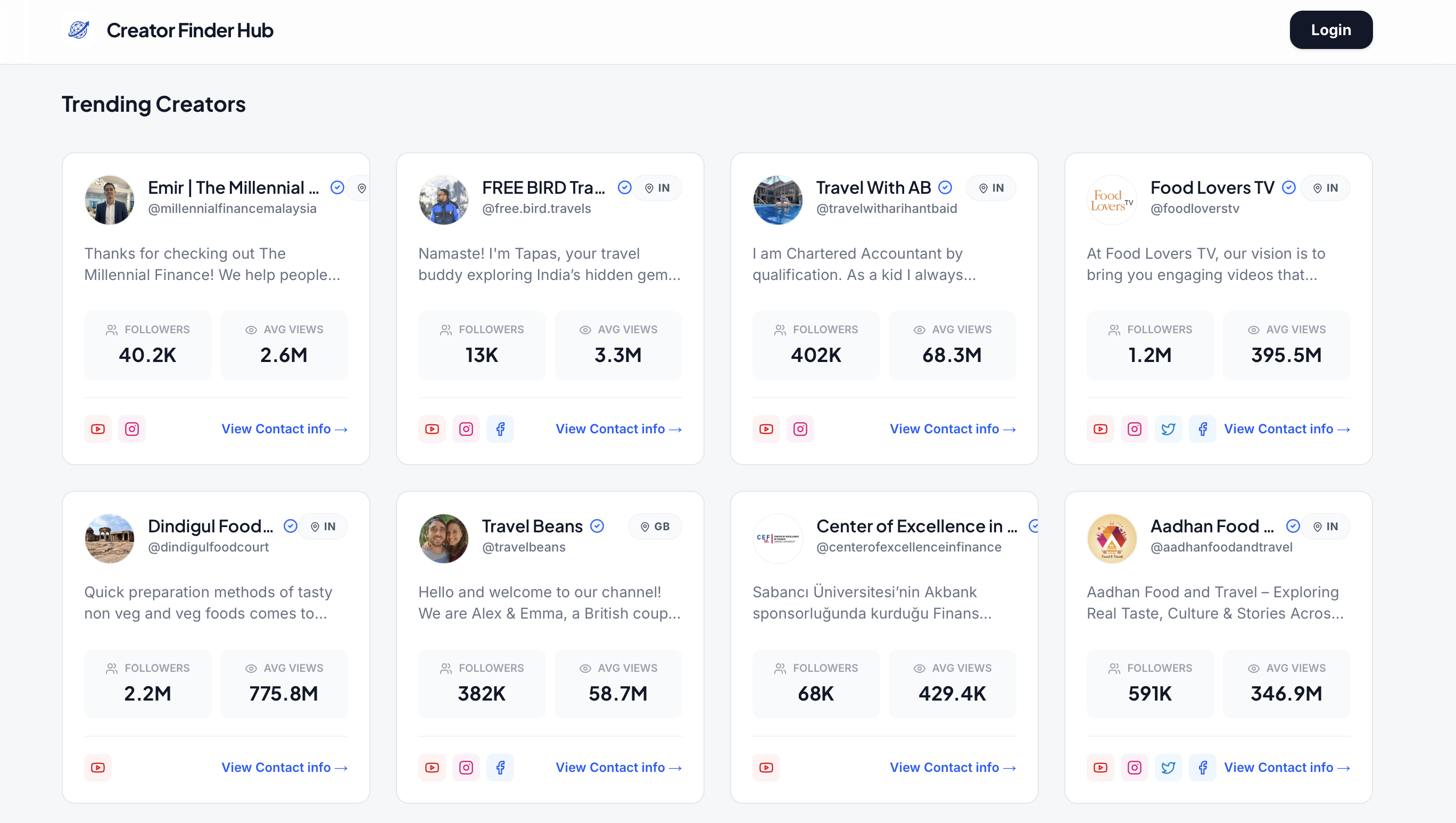 Creator Finder Hub - Screenshot 2 showing product features and functionality