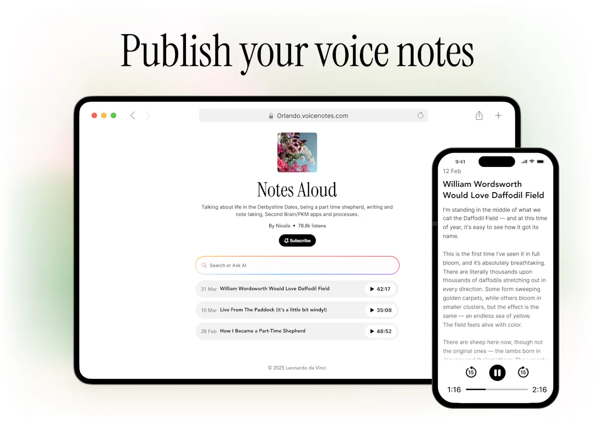 Voicenotes Pages