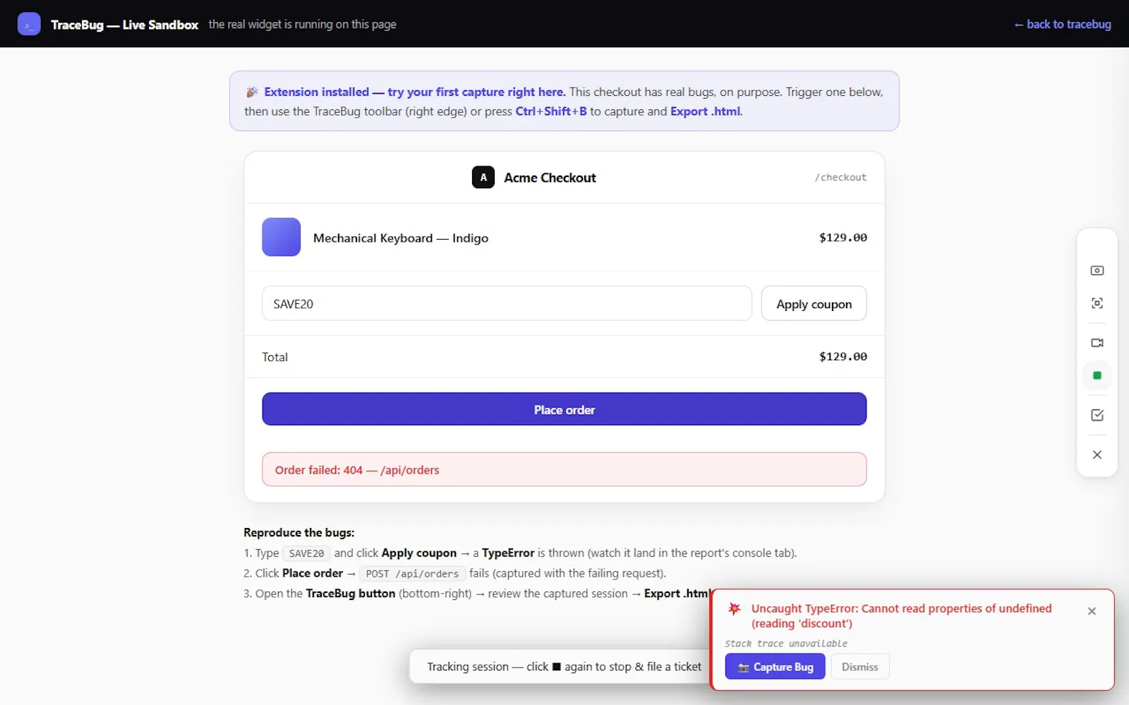 TraceBug screenshot 4