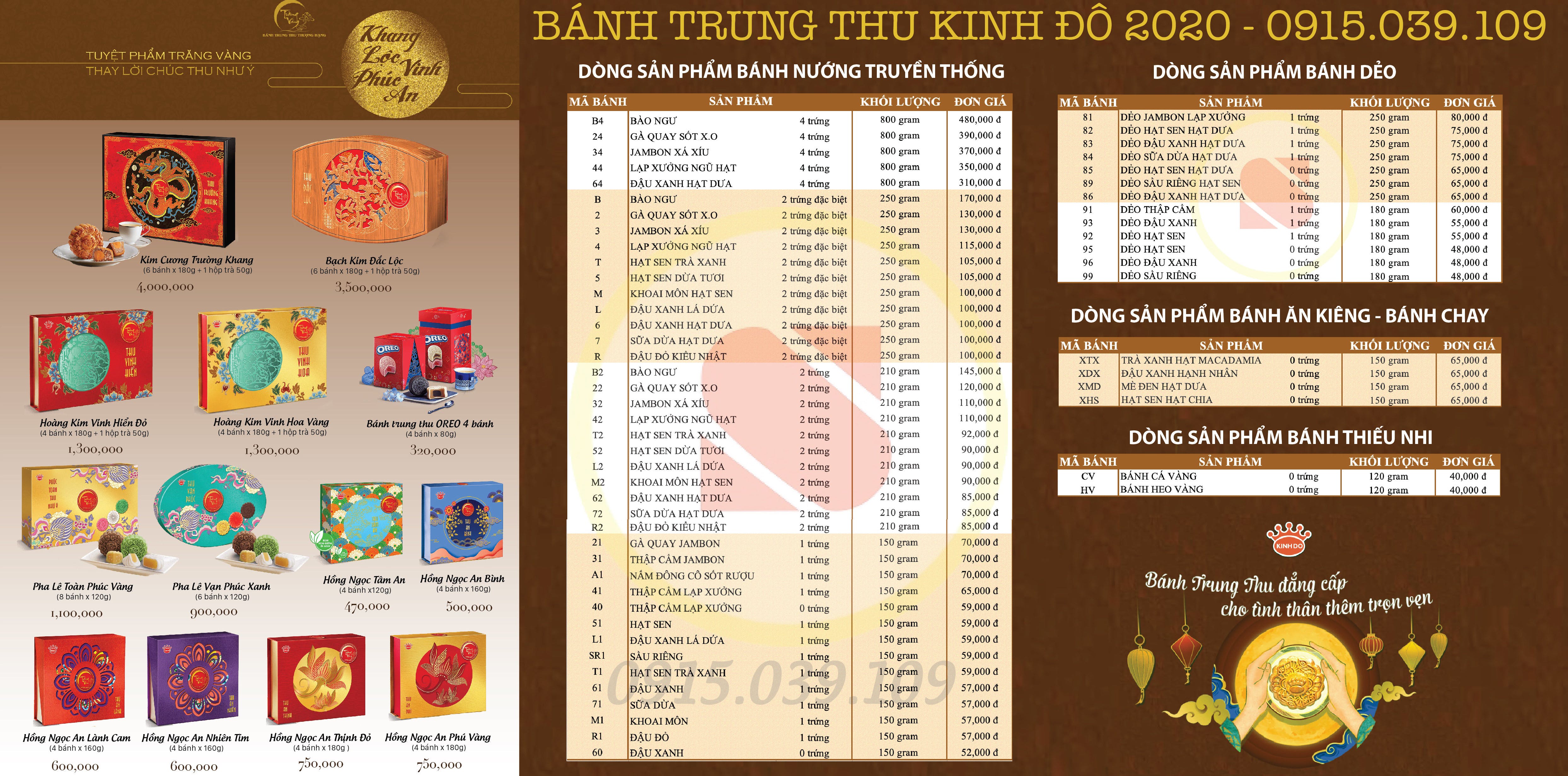 Bảng giá bánh Trung thu Kinh Đô media 1