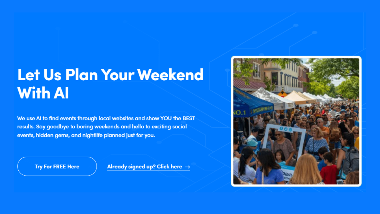 Planmyweekend.ai - Hafta sonu sosyal hayatınızı AI ile planlayalım medya 1