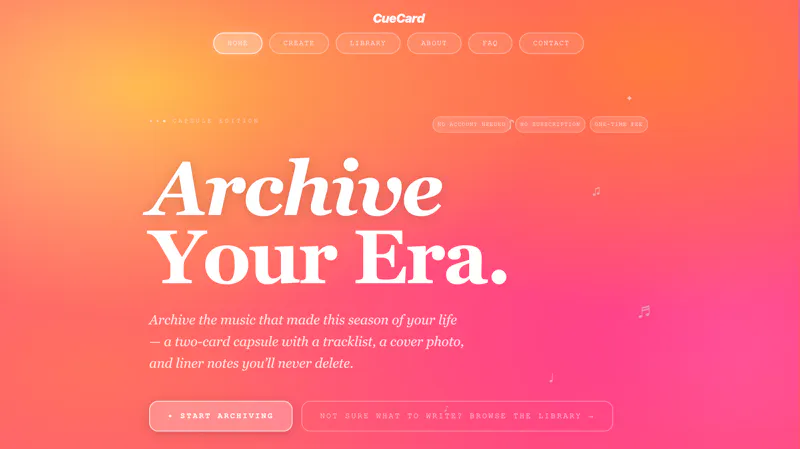 CueCard — Archive Your Era screenshot 1