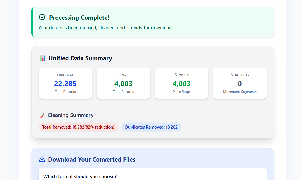 Google Maps Timeline Data Converter App gallery image
