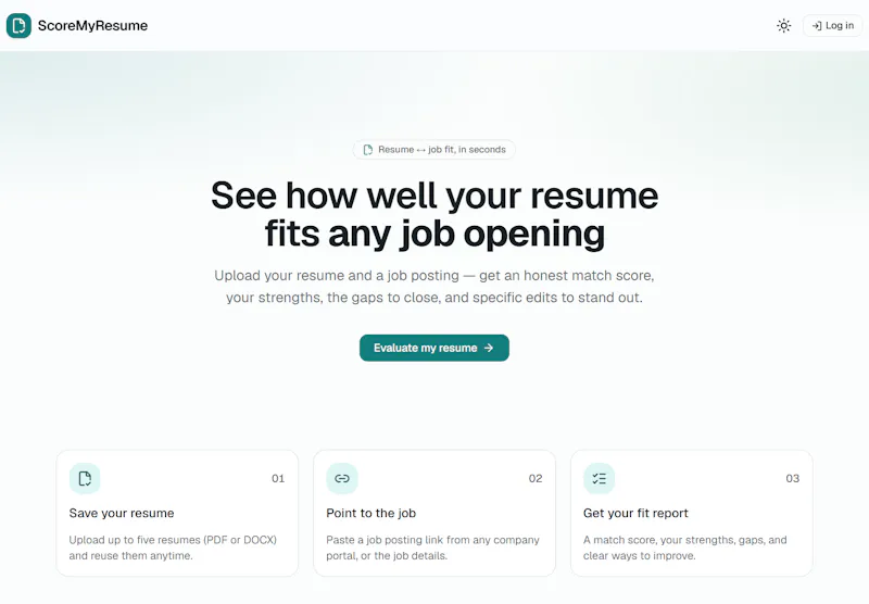 ScoreMyResume · Resume Fit Check screenshot 1