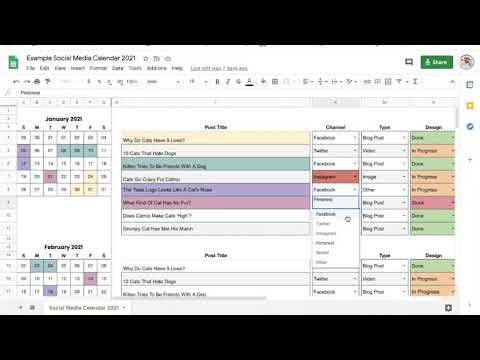 Google Sheets Editorial Calendar gallery image