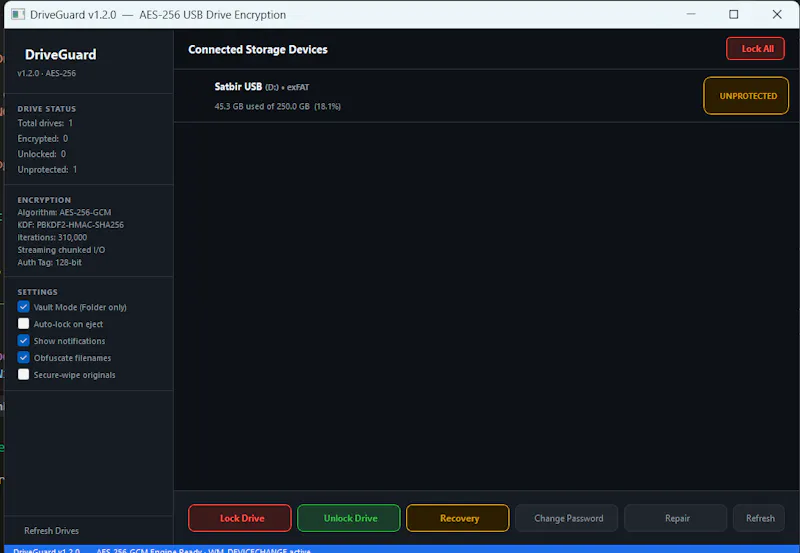 DriveGuard screenshot 2