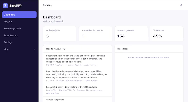 ZappRFP screenshot 2