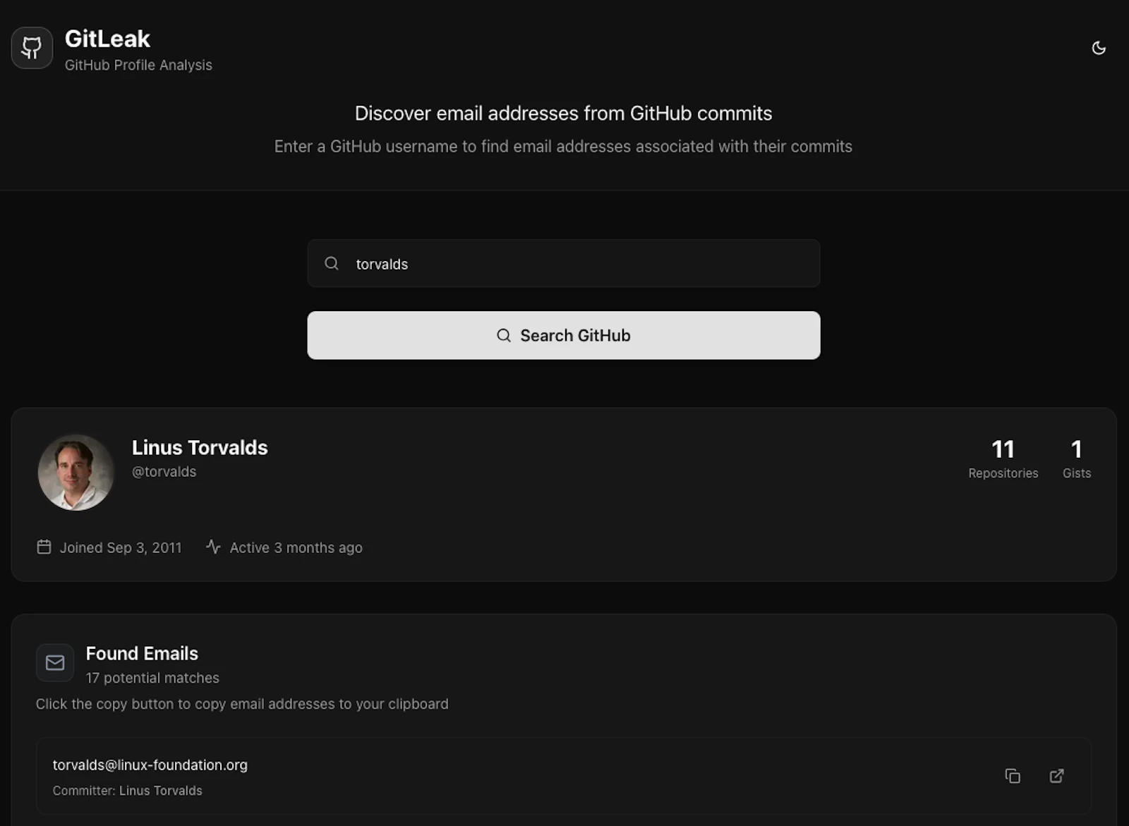 GitLeak screenshot 1