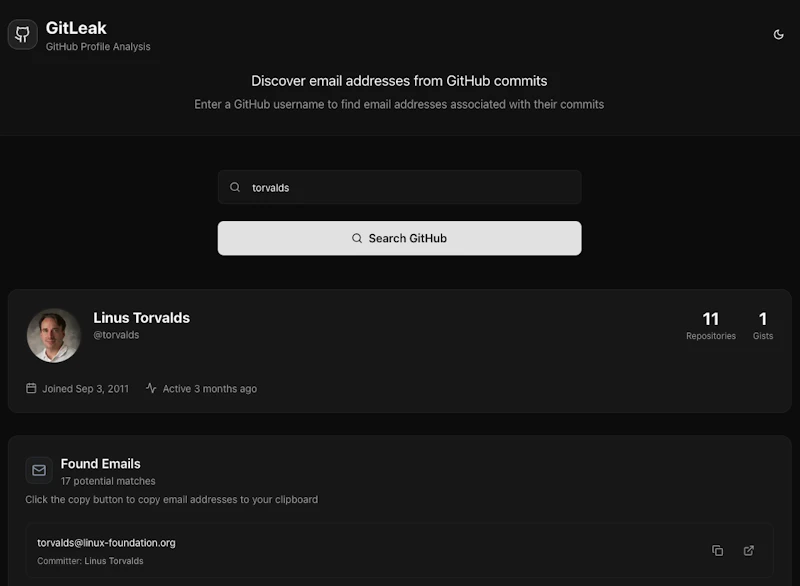 GitLeak screenshot 1