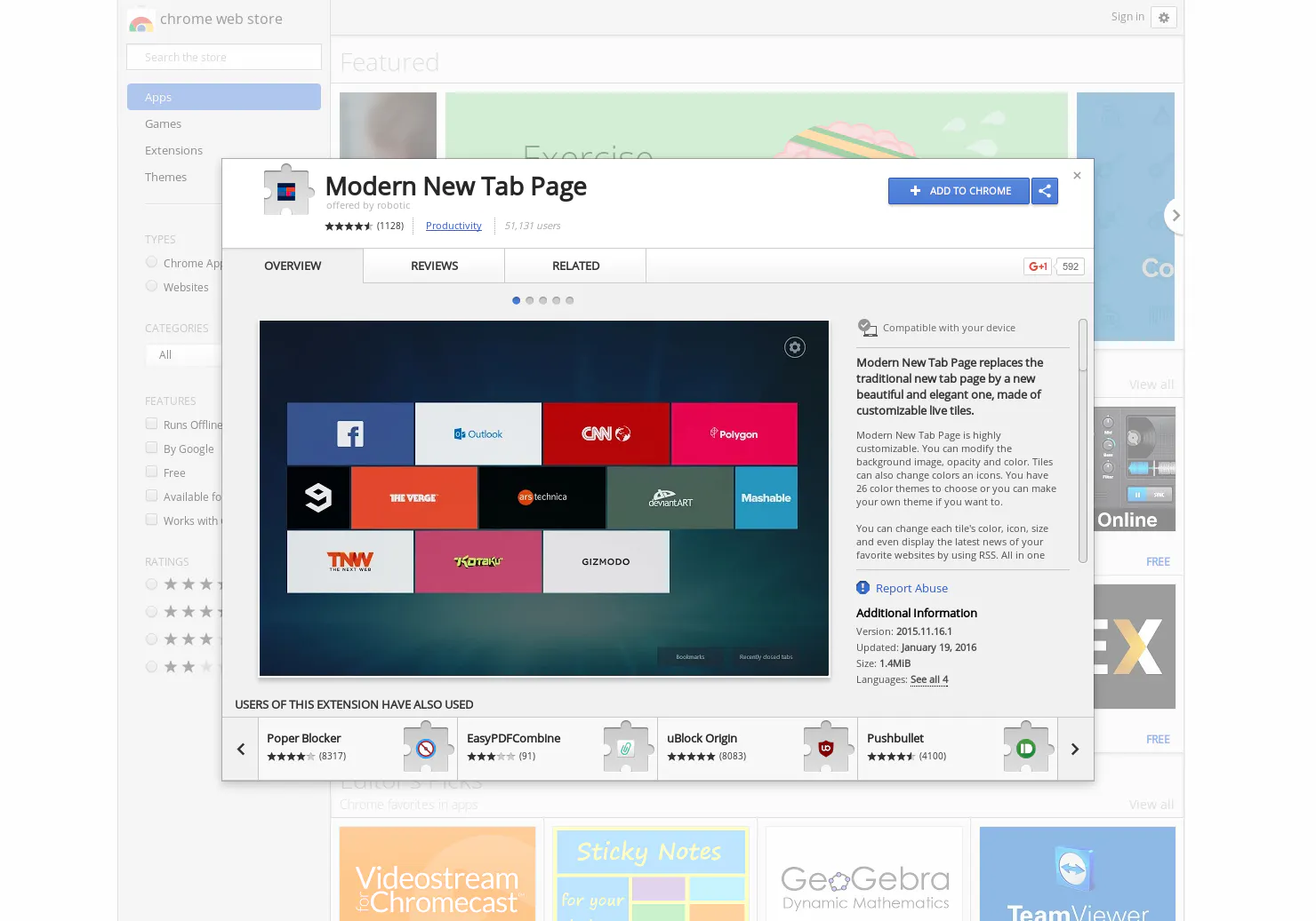Modern New Tab Page
