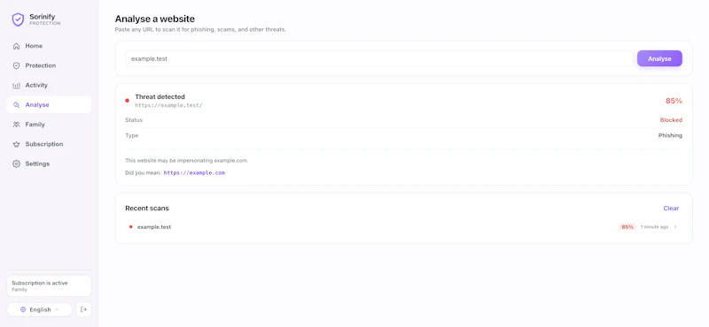 Sorinify - Phishing Protection screenshot 3