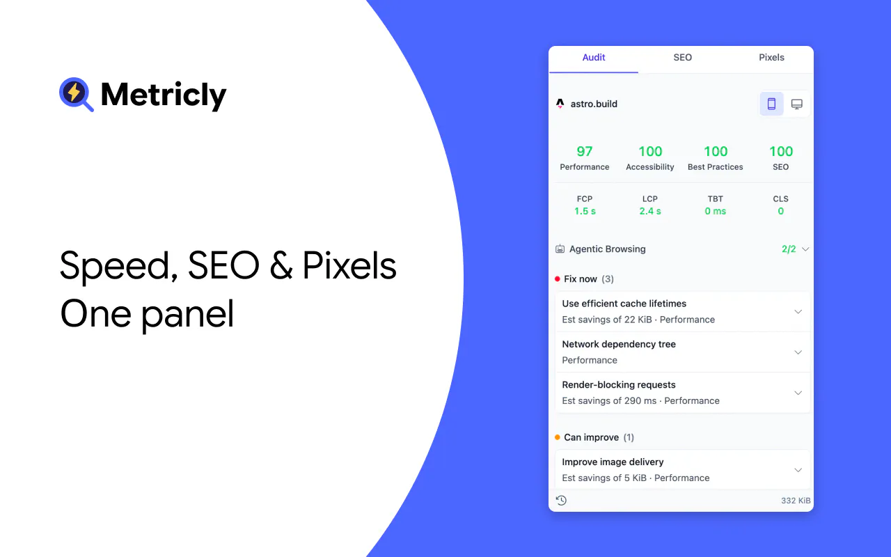 Metricly: PageSpeed, SEO & Pixel Audit gallery image