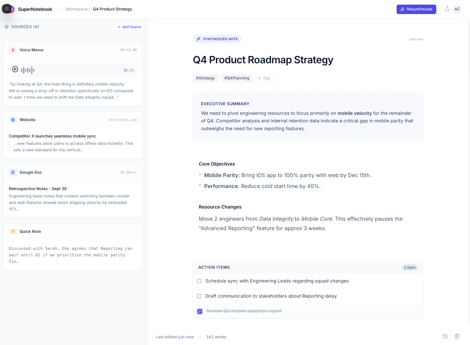 Supernotebook - Main product screenshot demonstrating key features and user interface