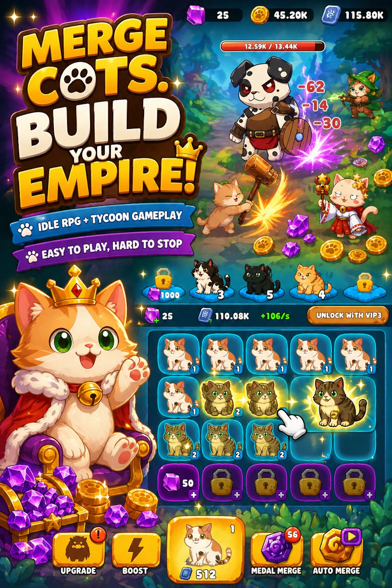 Idle Cat Tycoon Game - Merge Cats Game screenshot 5