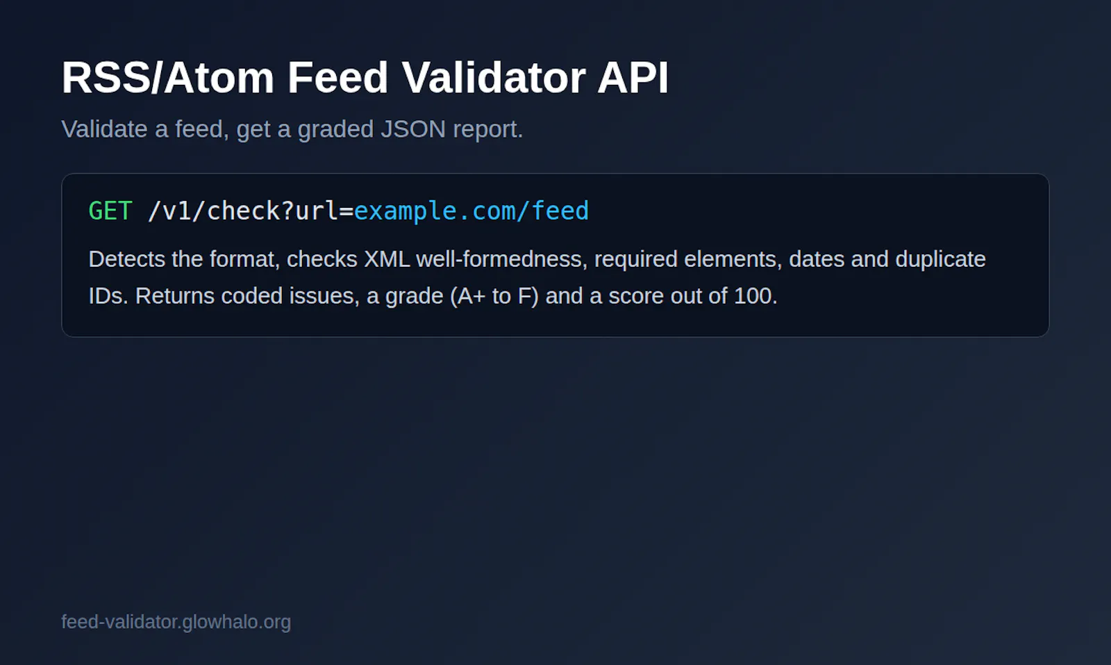 RSS/Atom Feed Validator API screenshot 2