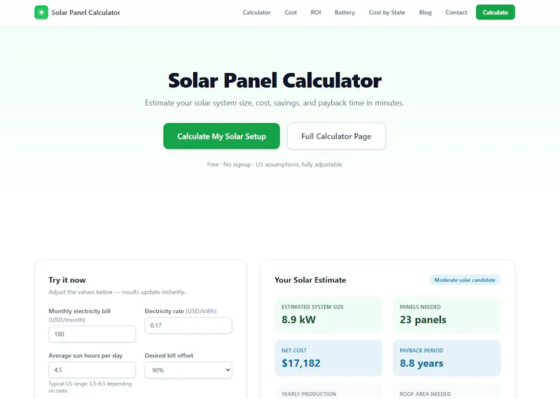 Solar Panel Calculator screenshot 1