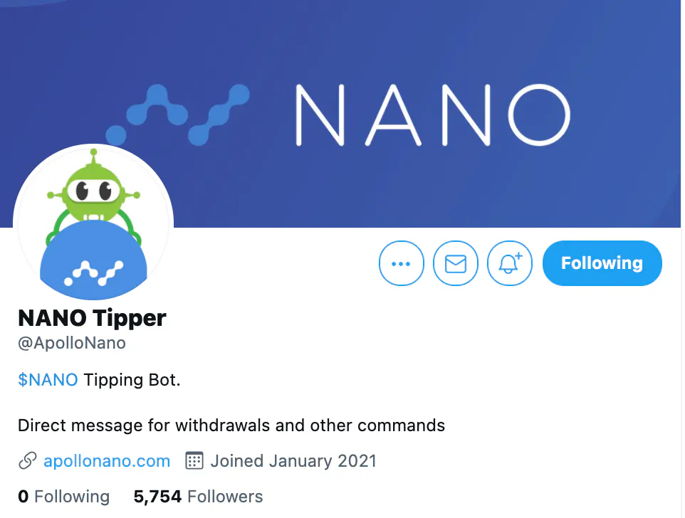 Twitter Tip Bot w/ Nano Digital Currency