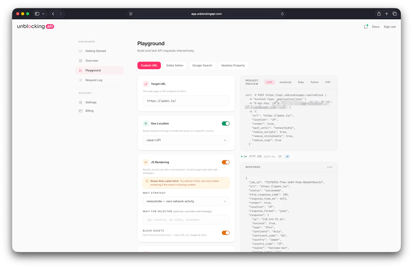 UnblockingAPI screenshot 2