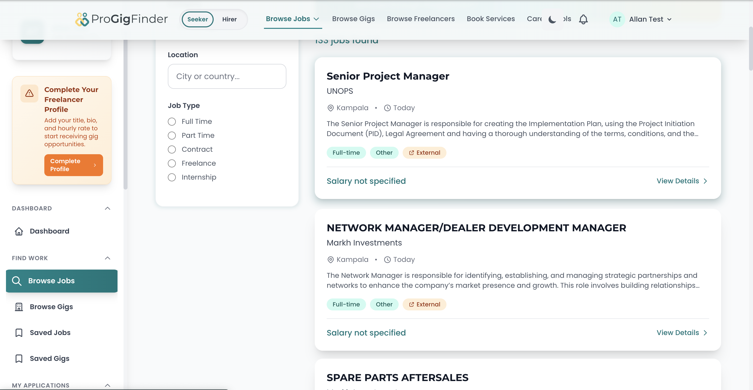 ProGigFinder - Screenshot 2 showing product features and functionality