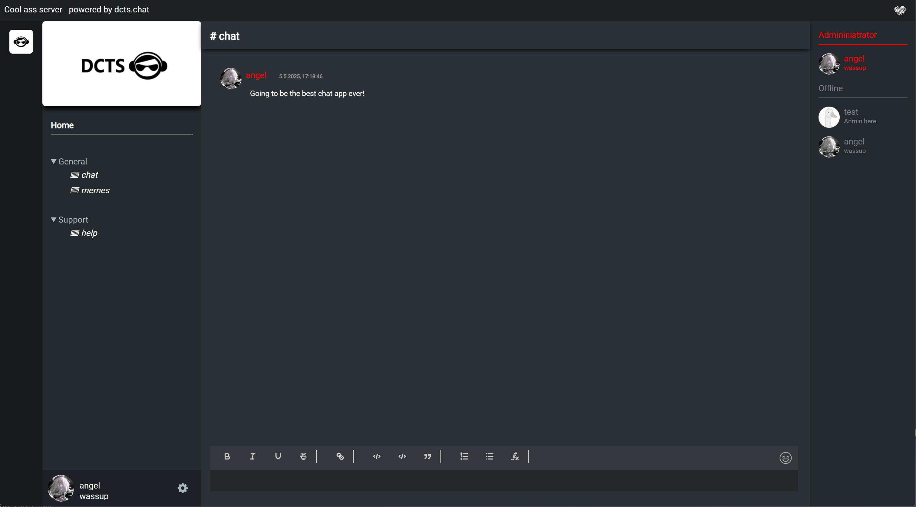 Dcts - Piattaforma di chat come discordia ma autosufficiente come Teamspeak media 1