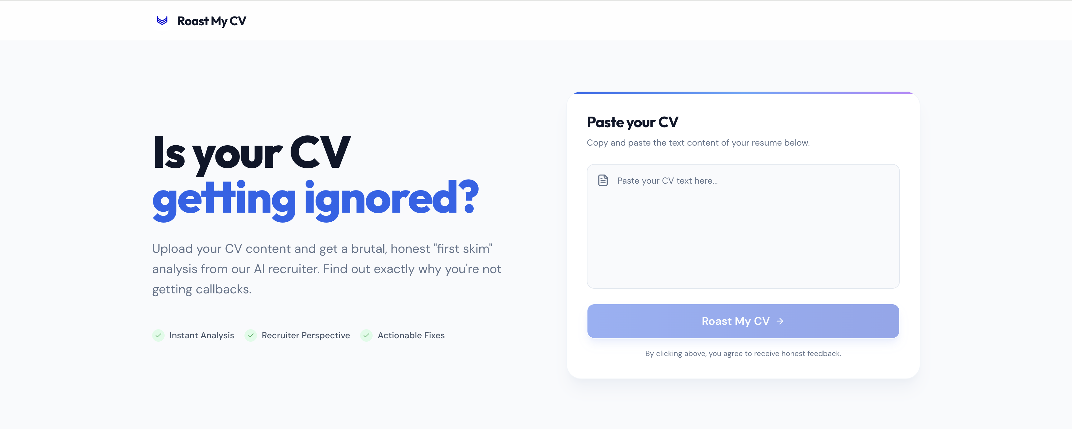 Roast My CV - Screenshot 3 showing product features and functionality