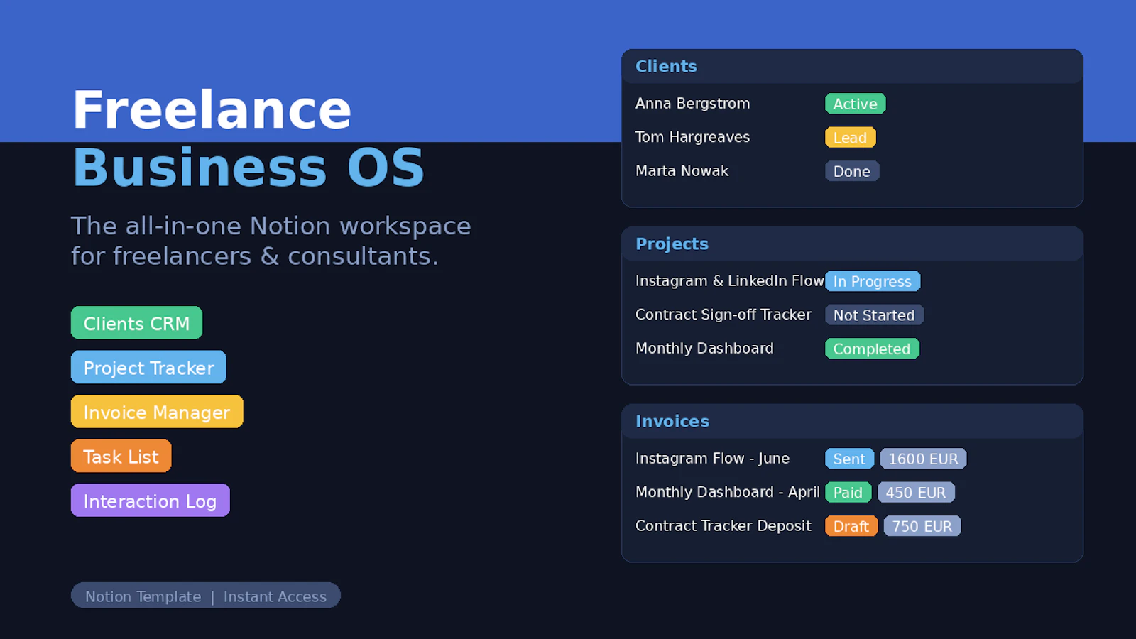 Freelance Business OS Notion Template screenshot 1