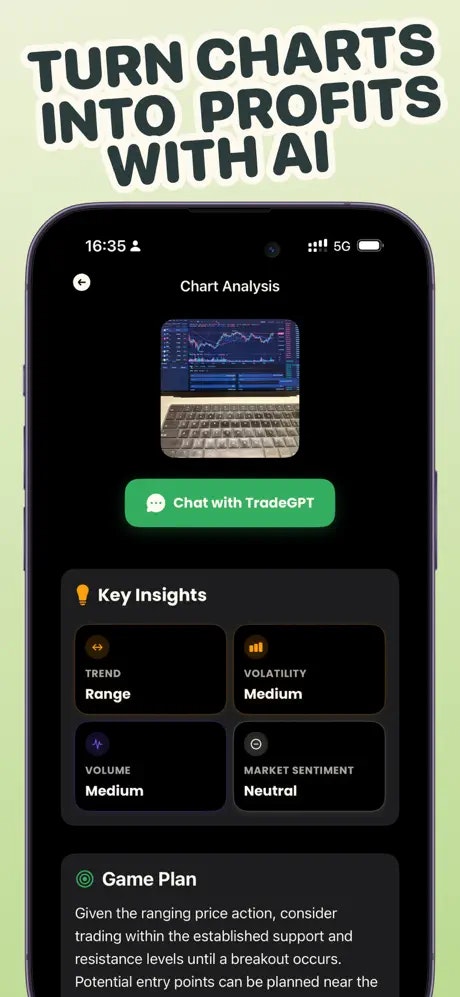 Média Tradegpt - Analyse des cartes commerciales de l'IA - Téléchargez les tableaux de trading, obtenez des analyses et des signaux alimentés par AI 1
