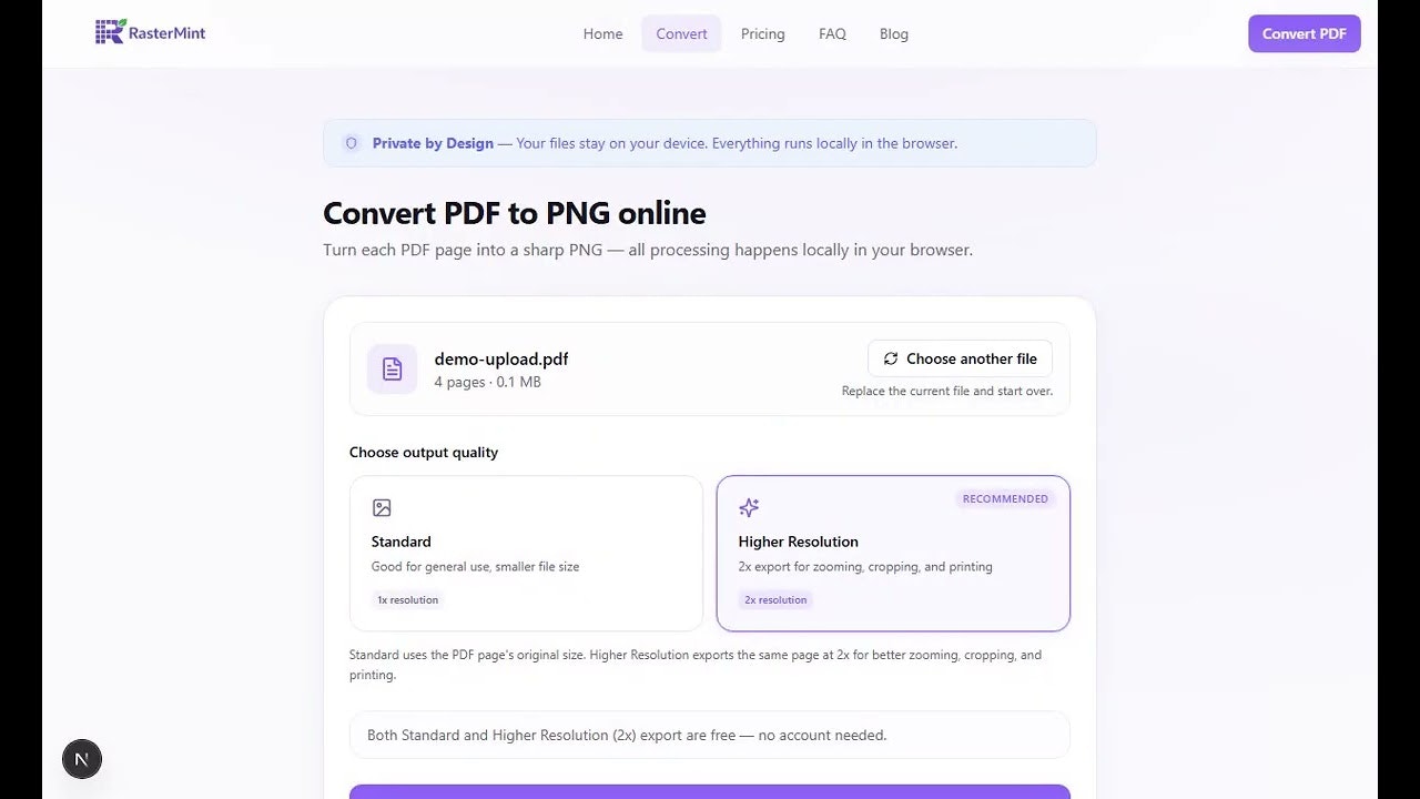 RasterMint — Private PDF to PNG gallery image