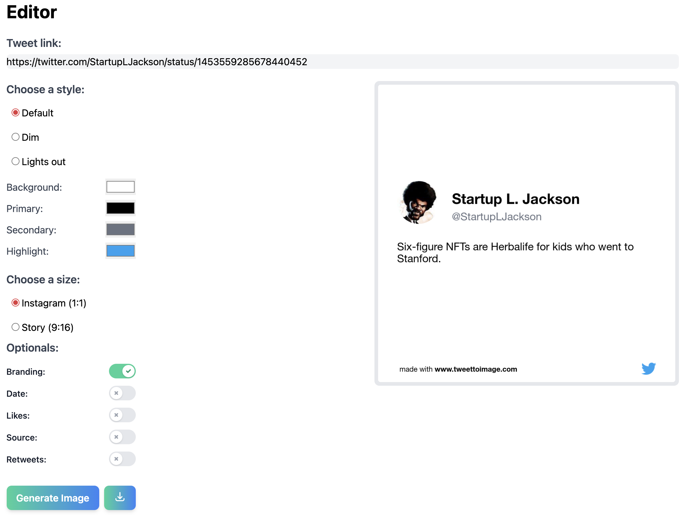 Tweet to image gallery image