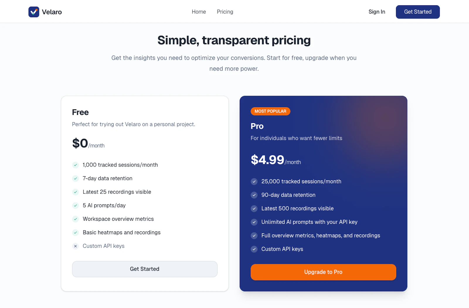 Velaro — AI user behavior analytics screenshot 3